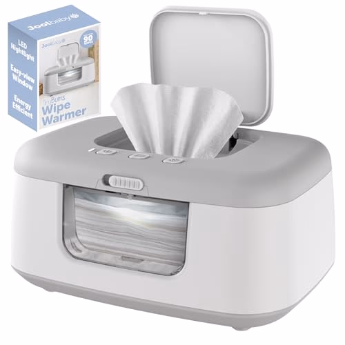 Jool Baby TinyBums Baby Wipe Warmer & Dispenser with LED Changing Light & On/Off Switch (Gray)