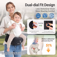 Baby Carrier with Hip Seat, Dual Dial Lock Adjustable Waistband Baby Hip Carrier for Newborn to Toddler Up to 45 Lbs, Ergonomic Elastic Core Reduces Belly Digging with Pockets(Black/46in) thumbnail 2
