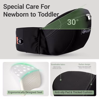 Baby Carrier with Hip Seat, Dual Dial Lock Adjustable Waistband Baby Hip Carrier for Newborn to Toddler Up to 45 Lbs, Ergonomic Elastic Core Reduces Belly Digging with Pockets(Black/46in) thumbnail 3