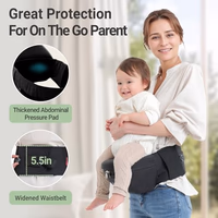 Baby Carrier with Hip Seat, Dual Dial Lock Adjustable Waistband Baby Hip Carrier for Newborn to Toddler Up to 45 Lbs, Ergonomic Elastic Core Reduces Belly Digging with Pockets(Black/46in) thumbnail 4