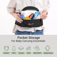 Baby Carrier with Hip Seat, Dual Dial Lock Adjustable Waistband Baby Hip Carrier for Newborn to Toddler Up to 45 Lbs, Ergonomic Elastic Core Reduces Belly Digging with Pockets(Black/46in) thumbnail 5