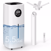 Uthfy 5.5Gal/21L Humidifier for Large Room 3000sq.ft, 2000ml/h Dual 360° Nozzles Ultrasonic Humidifiers for Bedroom, Remote/Touch Control,4 Atomizing Plates, Top Fill, 12H Timer thumbnail 1