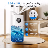 Uthfy 5.5Gal/21L Humidifier for Large Room 3000sq.ft, 2000ml/h Dual 360° Nozzles Ultrasonic Humidifiers for Bedroom, Remote/Touch Control,4 Atomizing Plates, Top Fill, 12H Timer thumbnail 2