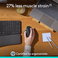 Logitech MX Ergo S Advanced Wireless Trackball Mouse, USB-C Rechargeable Wireless Ergonomic Mouse with Bluetooth and Encrypted Dongle, 6 Programmable Buttons, for PC/Mac - Graphite thumbnail 4