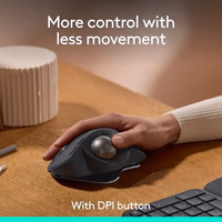 Logitech MX Ergo S Advanced Wireless Trackball Mouse, USB-C Rechargeable Wireless Ergonomic Mouse with Bluetooth and Encrypted Dongle, 6 Programmable Buttons, for PC/Mac - Graphite thumbnail 2