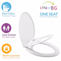 Little2Big Toilet Seat with Built-In Potty Training Seat, Slow Close, Durable Plastic, Made in USA, ELONGATED, White thumbnail 3