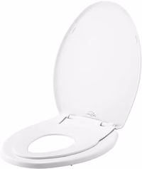 Little2Big Toilet Seat with Built-In Potty Training Seat, Slow Close, Durable Plastic, Made in USA, ELONGATED, White thumbnail 1