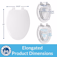 Little2Big Toilet Seat with Built-In Potty Training Seat, Slow Close, Durable Plastic, Made in USA, ELONGATED, White thumbnail 2