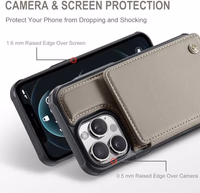 Vinich for iPhone 12 Pro Max Wallet Case with Card Holder, RFID Blocking Credit Slots Kickstand Shockproof Phone Cover Fit for iPhone 12 Pro Max 6.7" Gray thumbnail 3