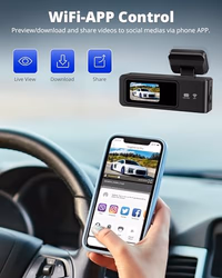Kingslim Dash Cam Front and Rear 2K+1080P, Mini WiFi Dash Camera for Cars Dual Dashcam Parking Monitor, Loop Recording, Car Camera Support Max 256GB (E2PRO) thumbnail 4
