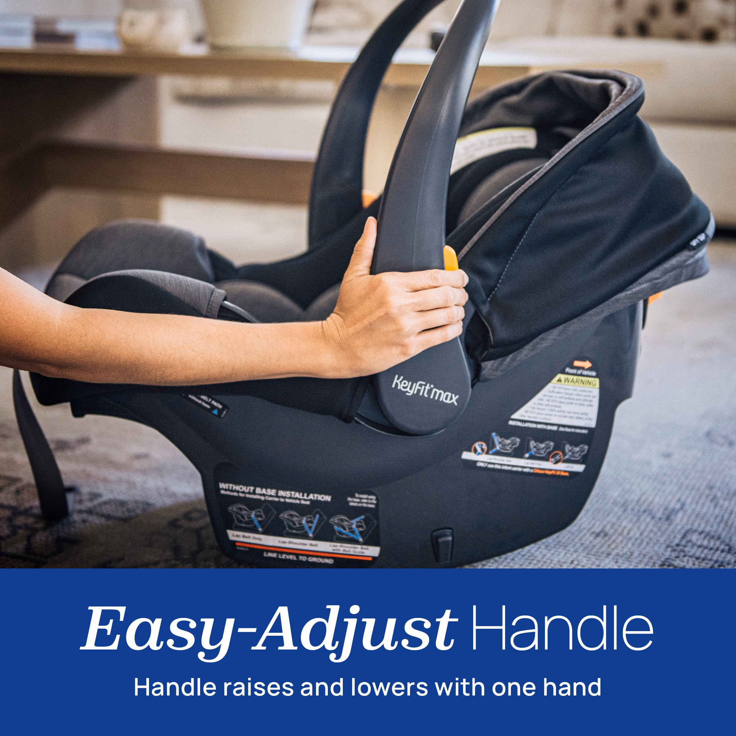Chicco KeyFit Max Zip ClearTex Infant Car Seat and Base, Rear-Facing Seat for Infants 4-30 lbs., Infant Head and Body Support, Compatible with Chicco Strollers, Baby Travel Gear, Sierra/Beige thumbnail 4