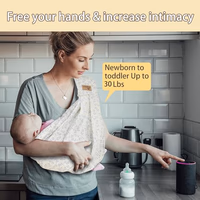 Baby Sling Carrier Newborn, Adjustable Easy Wearing Baby Nursing Warp Sling, New Mom Dad Soft Cotton Baby Front Holder Carrier for Infant Toddler Life Travel Essential Gifts (Yellow Flower) thumbnail 4