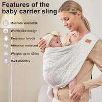 Baby Sling Carrier Newborn, Adjustable Easy Wearing Baby Nursing Warp Sling, New Mom Dad Soft Cotton Baby Front Holder Carrier for Infant Toddler Life Travel Essential Gifts (Yellow Flower) thumbnail 3