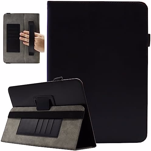 Universal 7 8 Inch Tablet Case, Viclowlpfe Protective Folio Stand Android Case for 7.0-8.5 Inch Tablet with Hand Strap and Cards Slots, Black
