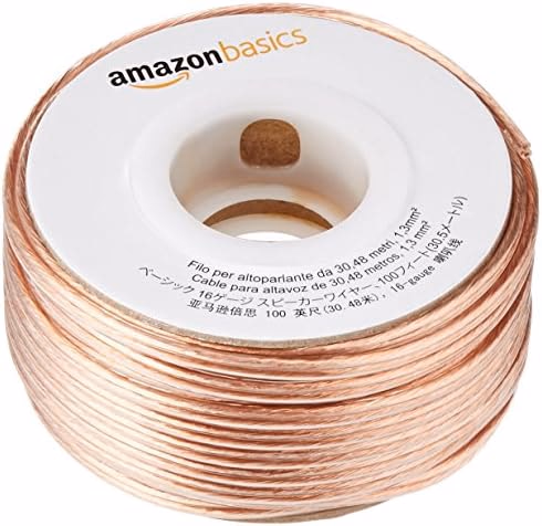 Amazon Basics 16-Gauge Speaker Wire Cable, Polarity Marked, 100 ft, Bronze