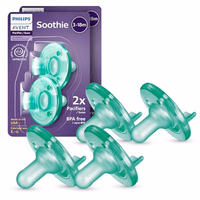 Philips Avent Soothie Baby Pacifiers - 100% Silicone Pacifiers for Babies 3-18 Months, One-Piece Design, BPA-Free, Extra Durable, Green, 4 Pack, Model SCF192/45 thumbnail 1