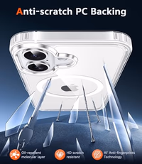 FNTCASE for iPhone 17 Case Clear: Magnetic Phone Cases with Screen Protector Drop Proof Compatible with Magsafe Slim Anti Yellowing Rugged Shockproof Protective Transparent Cell Cover (A-Clear) thumbnail 5