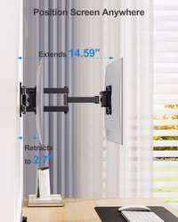 HUANUO Single TV Monitor Wall Mount Bracket for 17 to 34 Inch Screens, Holds up to 44 lbs, Full Motion Wall Mount Monitor with Articulating Arms, Swivel, Rotation, Tilt, Max VESA 200x200 thumbnail 5