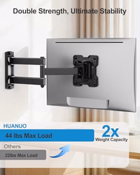 HUANUO Single TV Monitor Wall Mount Bracket for 17 to 34 Inch Screens, Holds up to 44 lbs, Full Motion Wall Mount Monitor with Articulating Arms, Swivel, Rotation, Tilt, Max VESA 200x200 thumbnail 3