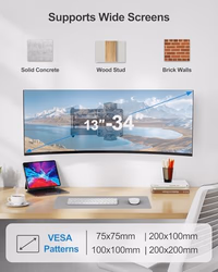 HUANUO Single TV Monitor Wall Mount Bracket for 17 to 34 Inch Screens, Holds up to 44 lbs, Full Motion Wall Mount Monitor with Articulating Arms, Swivel, Rotation, Tilt, Max VESA 200x200 thumbnail 2