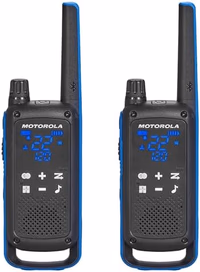 Motorola Solutions, Portable FRS, T802, Talkabout, Two-Way Radios Waterproof IP54 Walkie Talkie Emergency Preparedness, Rechargable, 22 Channel, 35 Mile, Black W/Blue, 2 Pack thumbnail 1