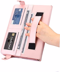 Case for iPad Air 3rd Gen/iPad Pro 10.5/iPad 10.2, Techcircle Smart Folio Stand PU Leather Cover with Hand Strap, Crossbody iPad Case w/Pencil Holder Card Slots Envelope Pocket Wallet Case, Rose Gold thumbnail 5