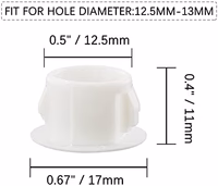 Murtenze 30 Pcs 13mm (1/2'') White Hole Plugs, Plastic Flush Type Panel Fastener Covers, Round Plastic Snap in Locking Tubing Plugs for Kitchen Cabinet Furniture thumbnail 3