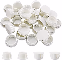 Murtenze 30 Pcs 13mm (1/2'') White Hole Plugs, Plastic Flush Type Panel Fastener Covers, Round Plastic Snap in Locking Tubing Plugs for Kitchen Cabinet Furniture thumbnail 1