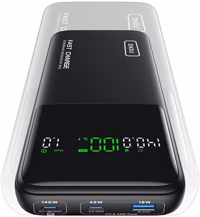 INIU 25000mAh Power Bank, Compact High Capacity 140W Laptop Portable Charger, USB C Tablet Powerbank, Digital Display Phone Charger for iPhone 17 16, Samsung, iPad, MacBook, Laptop, Emergency etc