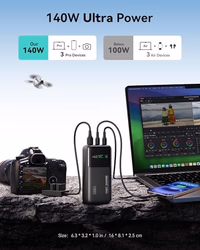INIU 25000mAh Power Bank, Compact High Capacity 140W Laptop Portable Charger, USB C Tablet Powerbank, Digital Display Phone Charger for iPhone 17 16, Samsung, iPad, MacBook, Laptop, Emergency etc thumbnail 3