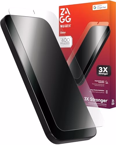 ZAGG Glass+ Google Pixel 10/10 Pro Screen Protector – Extreme Impact & Shatter Protection, Scratch-Resistant, Smudge-Resistant, Fingerprint Scanner Compatible, InvisibleShield, Easy Installation
