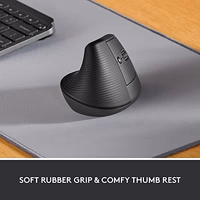 Logitech Lift Vertical Ergonomic Mouse, Wireless, Bluetooth or Logi Bolt USB Receiver, Quiet clicks, 4 Buttons, Compatible with Windows/macOS/iPadOS, Laptop, PC - Graphite thumbnail 2