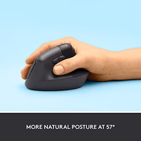 Logitech Lift Vertical Ergonomic Mouse, Wireless, Bluetooth or Logi Bolt USB Receiver, Quiet clicks, 4 Buttons, Compatible with Windows/macOS/iPadOS, Laptop, PC - Graphite thumbnail 3