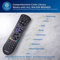 Philips Universal Remote Control for Samsung, Vizio, LG, Sony, Sharp, Roku, Apple TV, RCA, Panasonic, Smart TVs, Streaming Players, Blu-ray, DVD, Simple Setup, 4-Device, Black, SRP9243B/27 thumbnail 4
