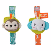 Bright Starts Rattle & Teethe Wrist Pals Toy - Monkey & Elephant, Newborn + thumbnail 1