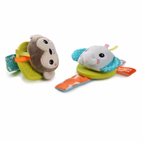 Bright Starts Rattle & Teethe Wrist Pals Toy - Monkey & Elephant, Newborn + thumbnail 4