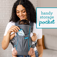 Infantino Swift Classic Carrier with Pocket, 2-Ways to Carry Carrier with Wonder Bib & Essentials Storage Front Pocket for Babies 7-26lb, Adjustable Strap, Gray thumbnail 2