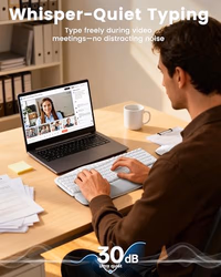 White Wireless Keyboard and Mouse Combo for MacBook & Windows, 30dB Quiet Ergonomic Keyboard Set with Wave Keys & Soft Palm Rest, Silent Typing, Dual-System Switch, Ideal for Home Office—Sablute thumbnail 3