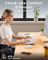 White Wireless Keyboard and Mouse Combo for MacBook & Windows, 30dB Quiet Ergonomic Keyboard Set with Wave Keys & Soft Palm Rest, Silent Typing, Dual-System Switch, Ideal for Home Office—Sablute thumbnail 5