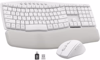White Wireless Keyboard and Mouse Combo for MacBook & Windows, 30dB Quiet Ergonomic Keyboard Set with Wave Keys & Soft Palm Rest, Silent Typing, Dual-System Switch, Ideal for Home Office—Sablute thumbnail 1