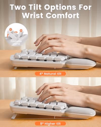 White Wireless Keyboard and Mouse Combo for MacBook & Windows, 30dB Quiet Ergonomic Keyboard Set with Wave Keys & Soft Palm Rest, Silent Typing, Dual-System Switch, Ideal for Home Office—Sablute thumbnail 4