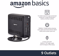 Amazon Basics UPS Battery Backup & Surge Protector, 1000VA/550W, 9 Outlets, Line Interactive Uninterruptible Power Supply with AVR Sinewave Technology, Black thumbnail 2