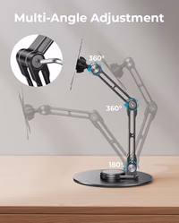 Portable VESA Monitor Stand for 15.6 Inch Monitors, Aluminum Portable Screen Mount for Desk with 360°Rotation Bases, Adjustable Secondary Travel Monitor Stand Compatible with 15.6/16/18.5 Inch - Black thumbnail 4