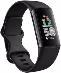 Fitbit Charge 6 Fitness Tracker with Google apps, Heart Rate on Exercise Equipment, 6-Months Premium Membership Included, GPS, Health Tools and More, Obsidian/Black, One Size (S & L Bands Included) thumbnail 1