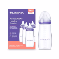 Lansinoh Anti-Colic Baby Bottles, BPA-Free Plastic, 11 Ounces, 4 Count, Fast Flow Nipples (Size F), Breastfeeding Bottle with NaturalWave Design thumbnail 1