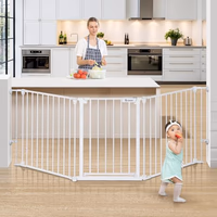 COMOMY 80" Extra Wide Baby Gate, Dog Gate for House Stairs Doorways Fireplace, Auto Close Pet Gate with Door Walk Through, 3 Metal Panels, Hardware Mounted Baby Fence Indoor Outdoor(30" Tall, White) thumbnail 1