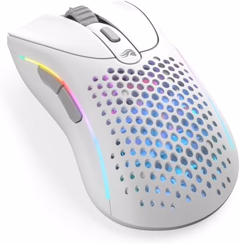 Glorious Gaming - Model D 2 Wireless Ergonomic Mouse, Superlight 66g, up to 210 hr Battery Life, 26K Optical Sensor, 6 Programmable Buttons, 80 Million Clicks, FPS, MMO, MOBA, Battle Royale (White)