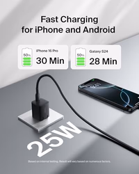Belkin USB C Charger Block 25W - USB C Cable Included – PD3.0 PPS Fast Charging for Samsung Galaxy S25, Apple iPhone 17,Air, Pro, Pro Max, AirPods, Google Pixel 9, Nintendo Switch, etc - Black thumbnail 3