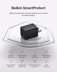 Belkin USB C Charger Block 25W - USB C Cable Included – PD3.0 PPS Fast Charging for Samsung Galaxy S25, Apple iPhone 17,Air, Pro, Pro Max, AirPods, Google Pixel 9, Nintendo Switch, etc - Black thumbnail 5