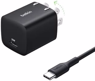 Belkin USB C Charger Block 25W - USB C Cable Included – PD3.0 PPS Fast Charging for Samsung Galaxy S25, Apple iPhone 17,Air, Pro, Pro Max, AirPods, Google Pixel 9, Nintendo Switch, etc - Black